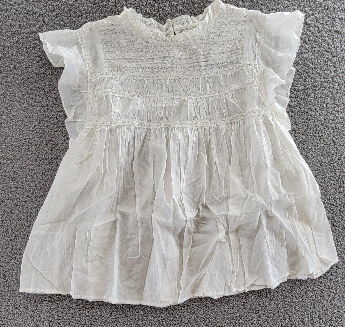 Velvet by Graham & Spencer Inessa Cap Sleeve Top Women's L White Button Back S/S - Picture 2 of 17
