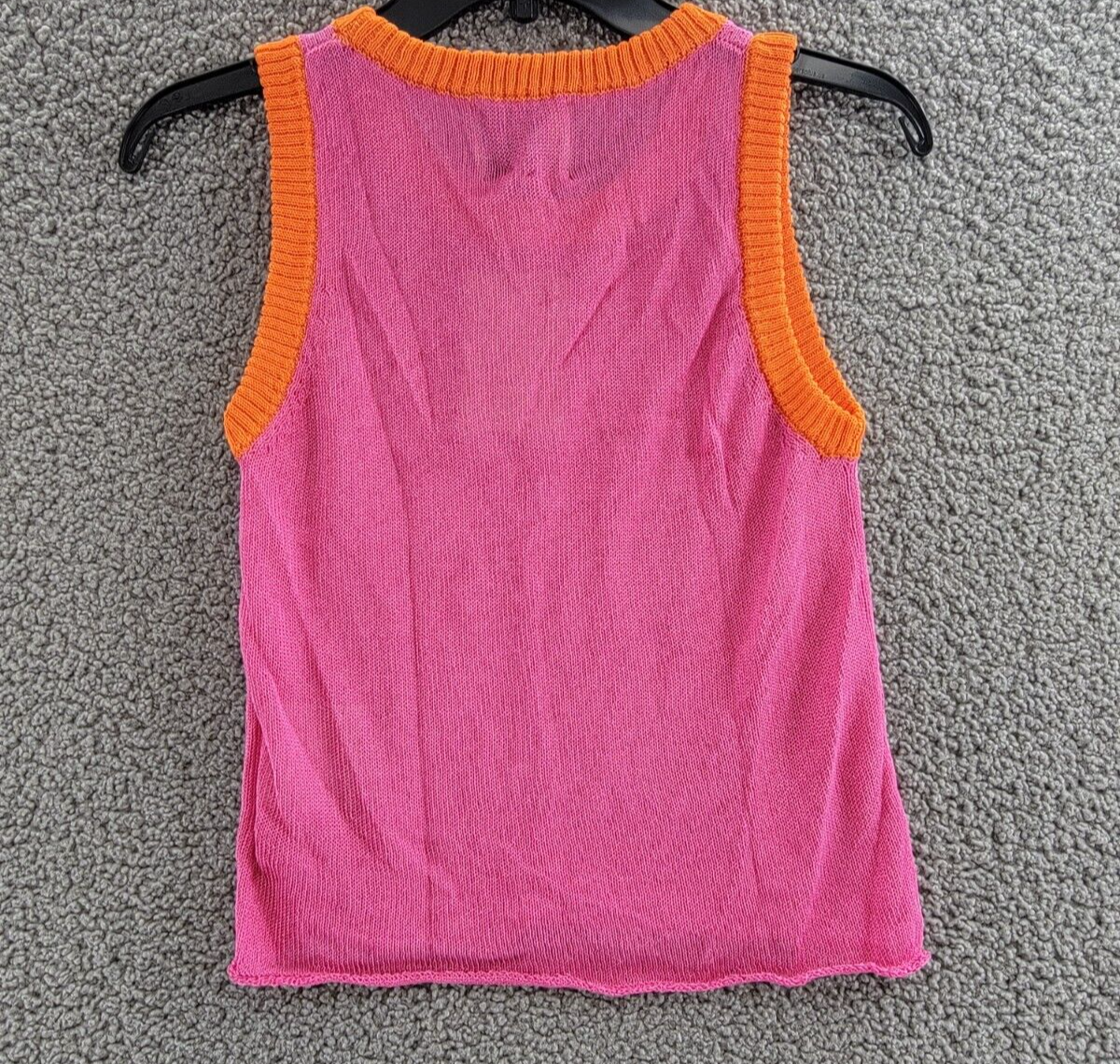 Jumper 1234 Contrast Cropped Sleeveless Sweater Women's 1 Fuchsia Linen Blend - Picture 9 of 15