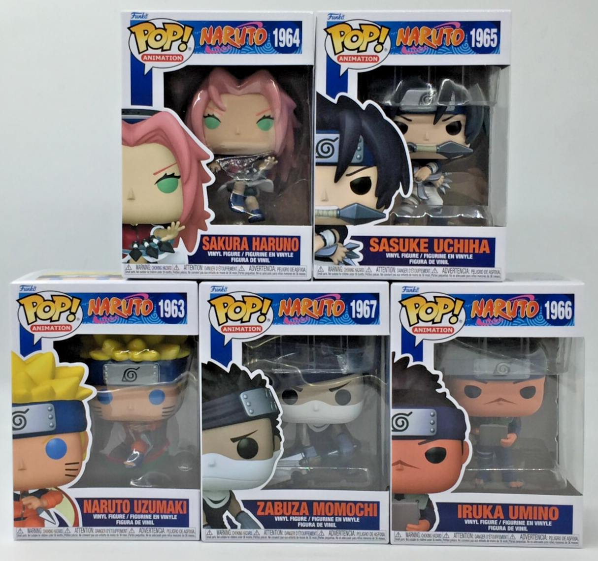 Funko Pop! Naruto Uzumaki Sasuke Iruka Sakura Zabuza Set of