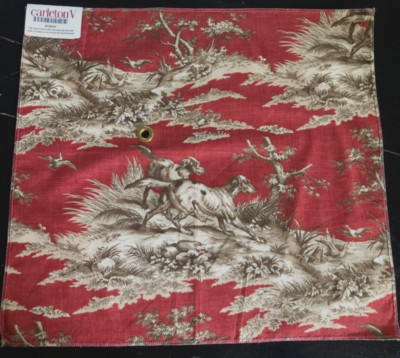 CARLETON V Chiens in Brick, Sand 16 1/2 x 17 3/4'' Cotton Fabric Sample w/Dogs