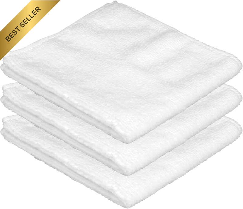 Microfiber Cleaning Cloth, 3 Pcs White11.8 Inch X 11.8 Inch, Cleaning Rags， Micr