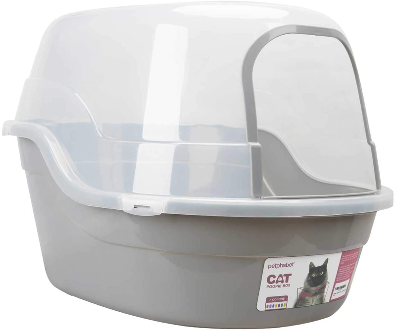 Petphabet Jumbo Hooded Cat Litter Box, Gray, Extra Large