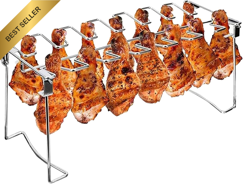 Chicken Leg and Wing Rack, 14 Slots BBQ Chicken Drumsticks Holder Stainless Stee