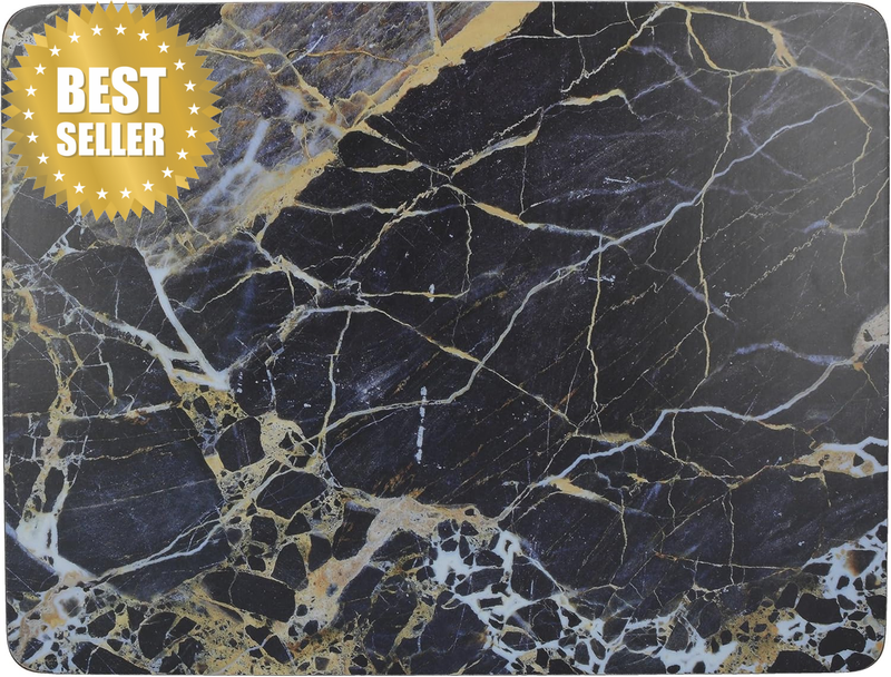 - Navy Marble Set of 6 Standard Medium Placemats, Cork, Navy Blue