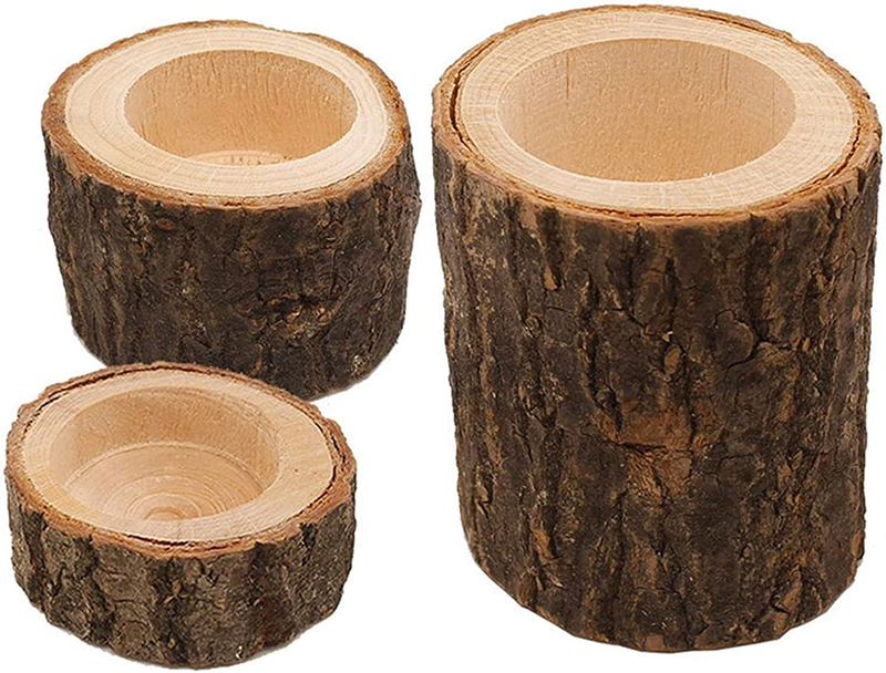 S Set Of 3, Personalized Natural Wooden Votive Tea