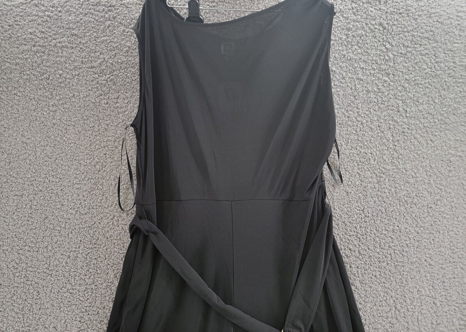 Anne Klein Plus Size Belted Pockets Wide-Leg Jumpsuit Women's 1X Black Back Zip - Picture 3 of 18