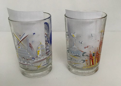 Vtg. 1996 Walt Disney World 25th Anniversary McDonald Set Of 2 Glasses