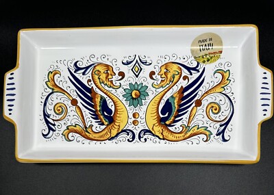 Nova Deruta Ceramic Rafaellesco Dragon Plate Serving Dish Made in ITALY New