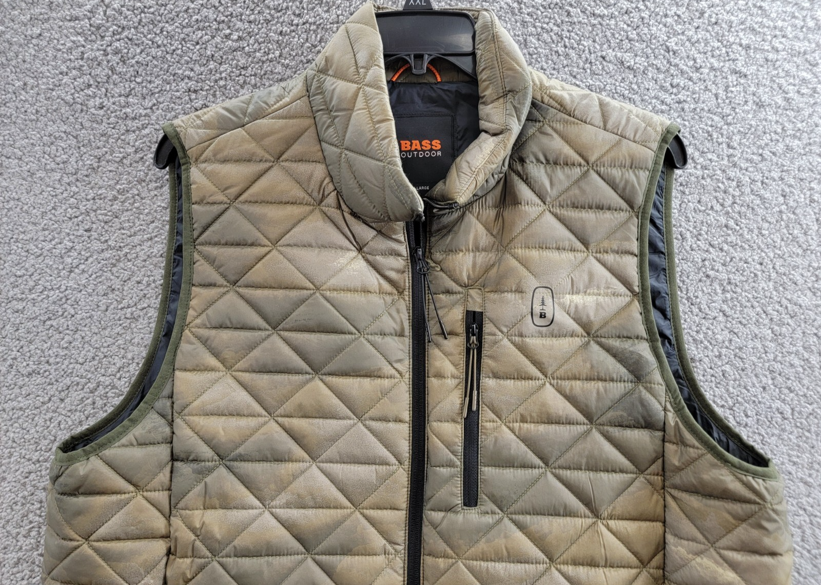 Bass Outdoor Delta Diamond Quilted Packable Puffer Vest Men's XL Olive Combo - Picture 3 of 16