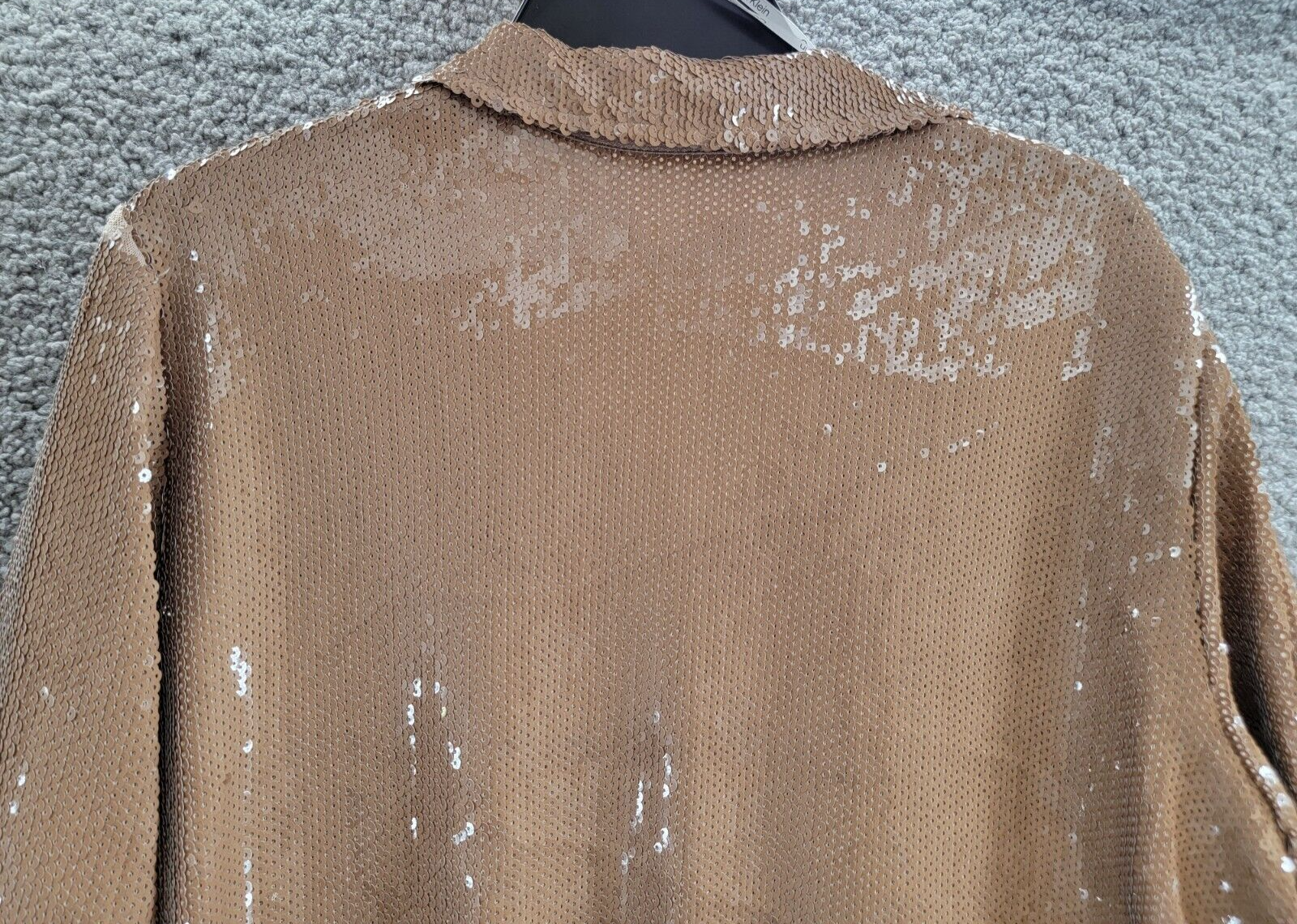 Calvin Klein Plus Size Sequined Split-Collar Top Women's 0X Luggage Long Sleeve - Picture 14 of 20