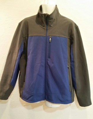 LL Bean Men's Polyester Spandex Jacket Coat Soft Shell Blue Gray L Wind Pocket