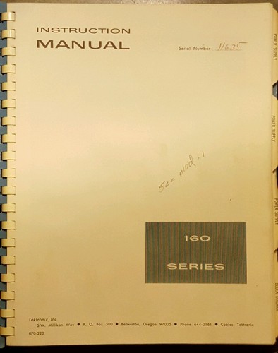 Tektronix 160 series instruction manual operating parts diagram