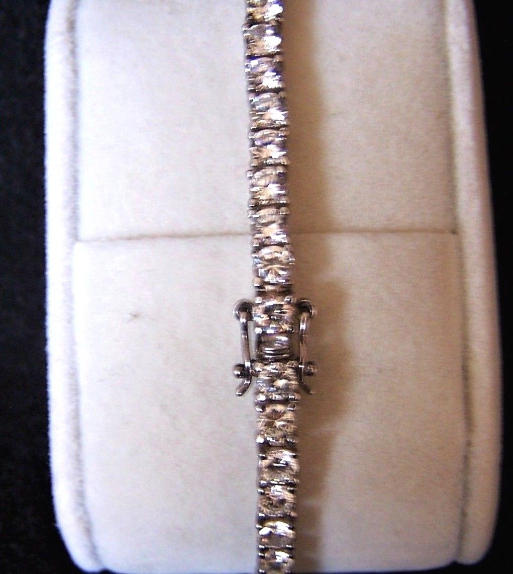 Sterling Silver and Cubic Zirconia Tennis Bracelet 49 Stones
