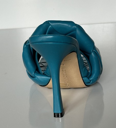 Pre-owned Bottega Veneta $1500  Lido Intrecciato Leather Mules Vintage Blue 7 Us 608854