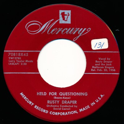 RUSTY DRAPER - HELD FOR QUESTIONING / FORTY-TWO - MERCURY 70818X45 45 Record VG+