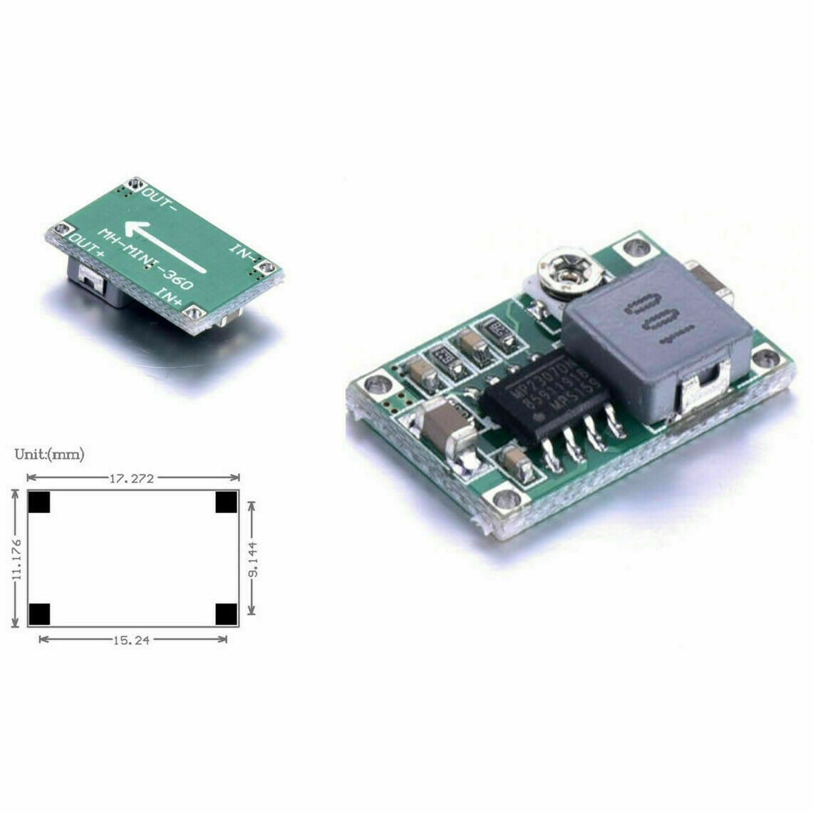 2pcs Mini360 3A DC Voltage Step Down Power Converter Buck Module 3.3V 5V 9V 12V