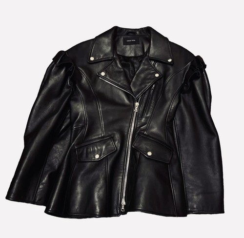 Simone Rocha Black Leather Biker Jacket US 10 UK 14 | eBay
