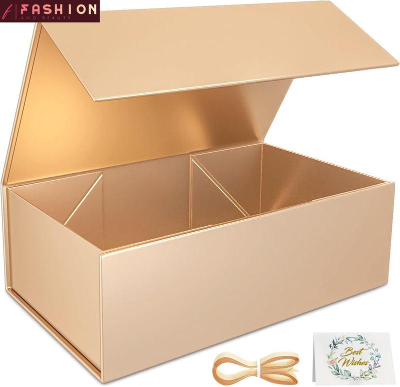 Rose Gold Gift Box, 12X6X4'' Gift Boxes for Presents with Lids Magnetic Closure