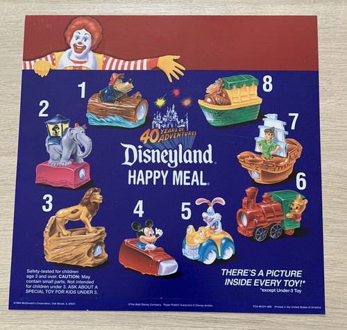 Vintage McDonald's 1994 Disneyland 40 Years Toys Happy Meal