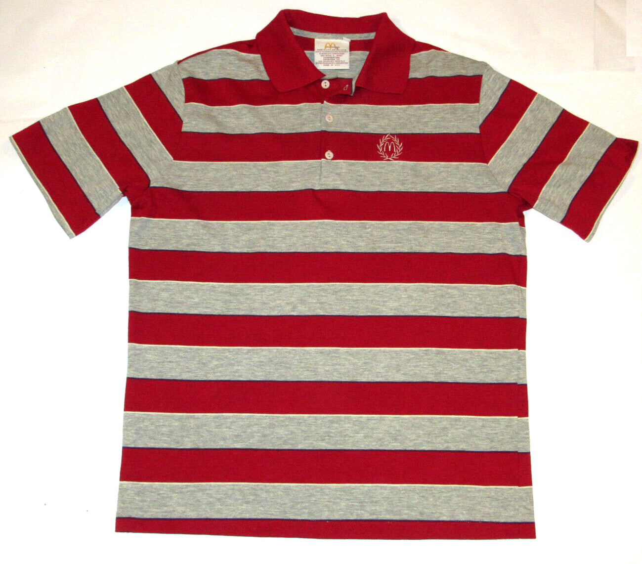 VINTAGE 1989 McDONALDS CREW UNIFORM EMPLOYEE POLO STRIPED