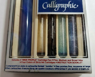 SHEAFFER CALLIGRAPHY PEN SET 3 TIPS ORIGINAL BOX WRITING INK WIDE PROFILE RARE