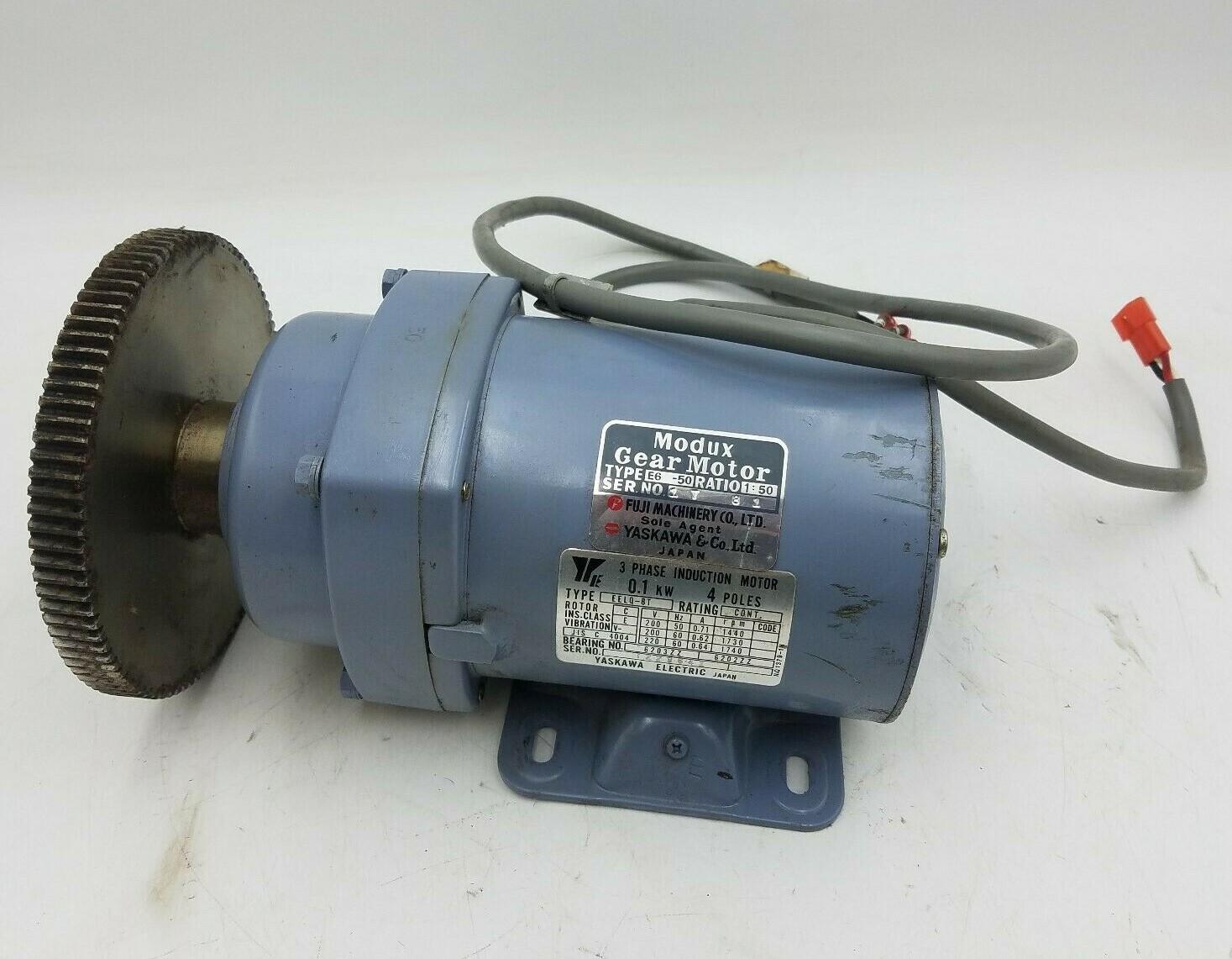Yaskawa Electric EELQ-8T 3PH Induction Motor 4 Pole 0.1kW