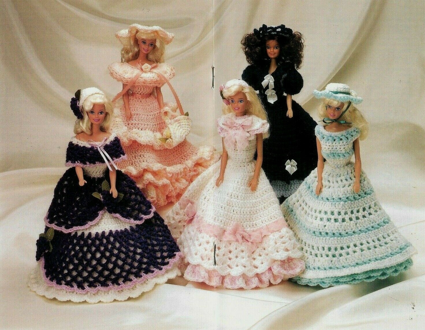 USED SOUTHERN BELLE DOLL FASHIONS 5 DRESSES DIGEST SIZE CROCHET PATTERN BOOK HTF | eBay for Free Printable Crochet Doll Clothes Patterns For 18 Inch Dolls