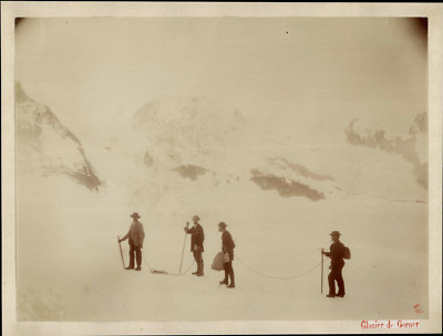 Switzerland, Zermatt, Gornergletscher vintage albumen print, wet stamp formed by