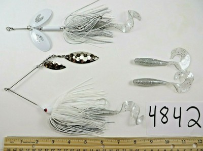 musky muskie pike bass spinnerbait fishing lures 2 set spinner whte//slvr 4842