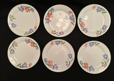 Corelle by Corning  Fresh cut Tulips  Salad / Luncheon Plates 7  Dia, Set of 6