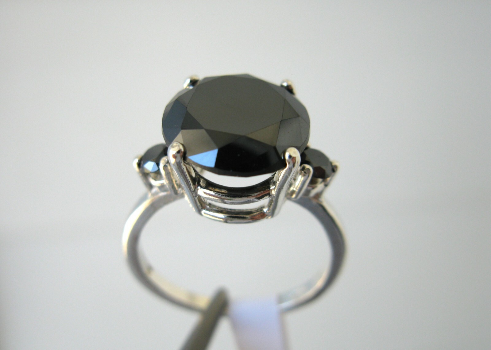 Pre-owned Real Black Diamonds Inc 3.20ctw Real Black Diamond Ring,3 Dia's,certificate,dia Tester,size 5,6,7,8,9,10