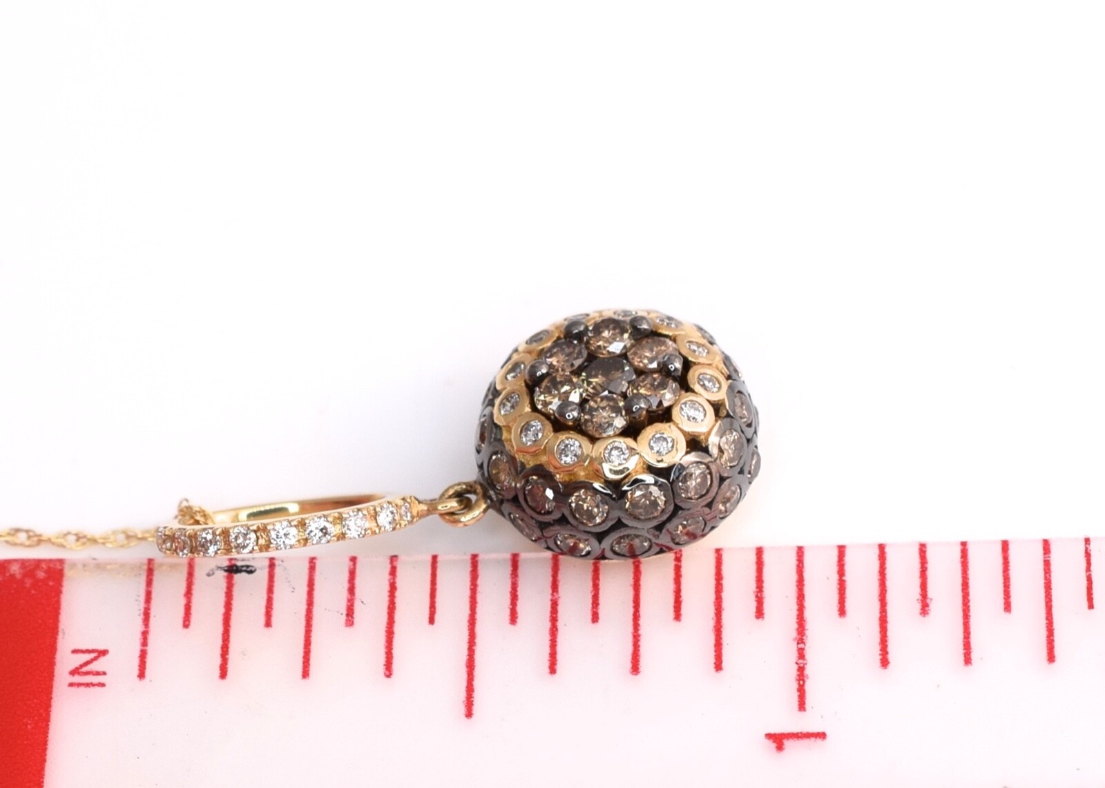 Pre-owned Le Vian Levian Necklace Chocolate Diamonds Pendant 0.86ct Cluster Button 14k Yellow Gold
