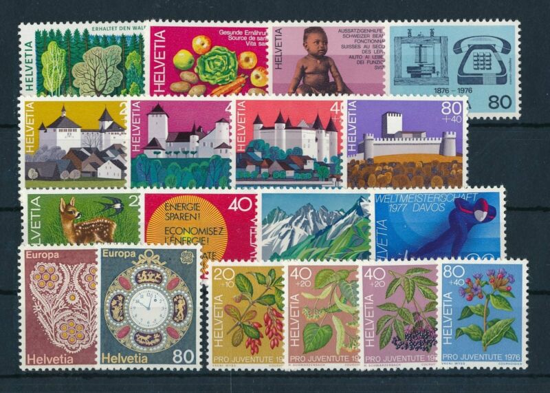 Switzerland 1976 Complete Year Set  MNH