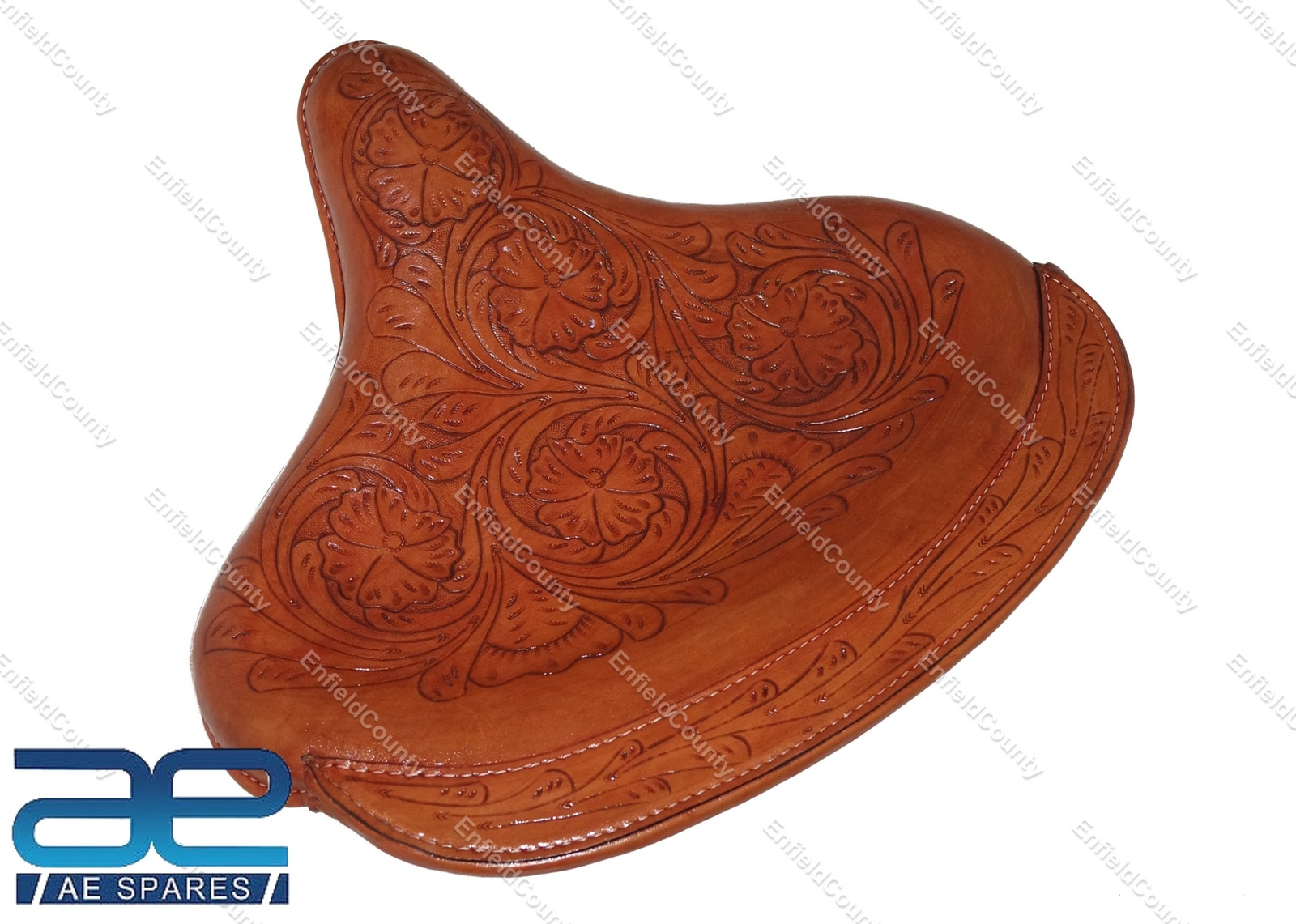 For HARLEY WLA WLC VL WL Knucklehead Brown Leather Flower carved Solo Seat 