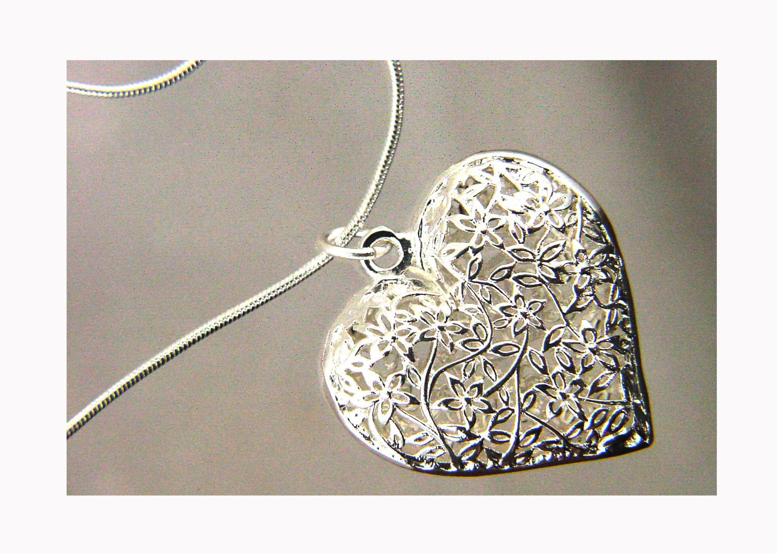 BUTW Silver Plated Filigree Heart Pendant with 24 BUTW Silver Plated Filigree Heart Pendant with 24
