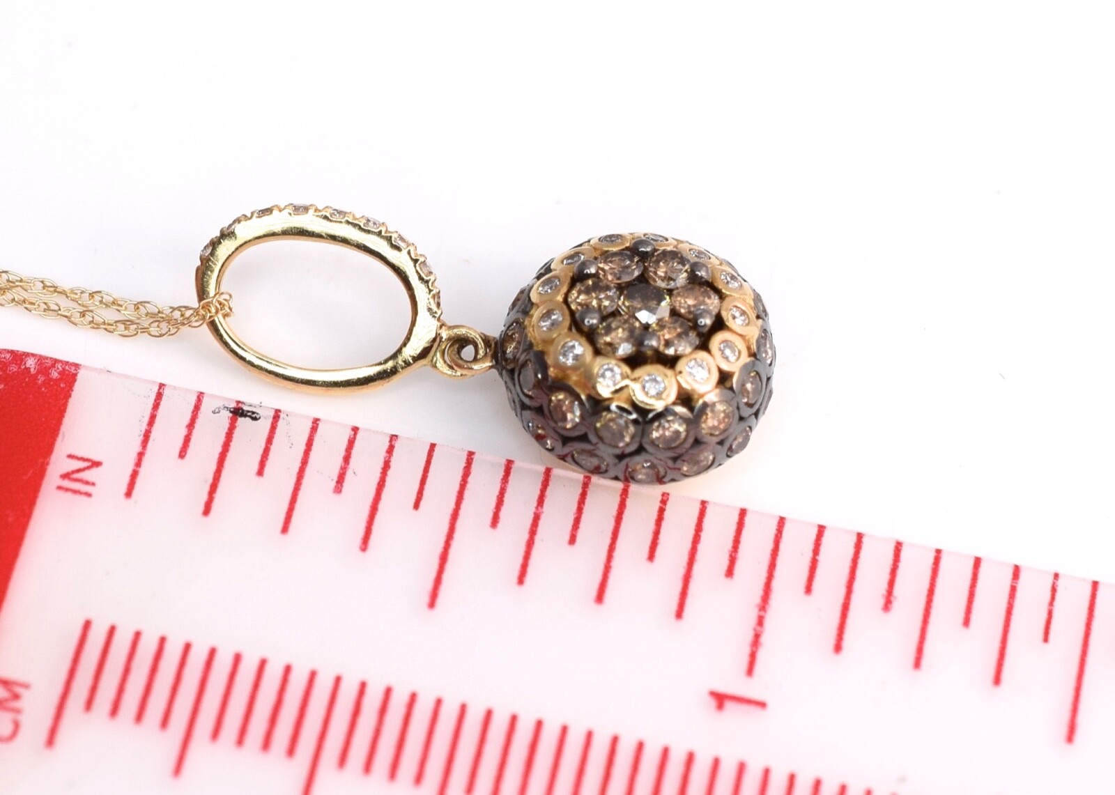 Pre-owned Le Vian Levian Necklace Chocolate Diamonds Pendant 0.86ct Cluster Button 14k Yellow Gold