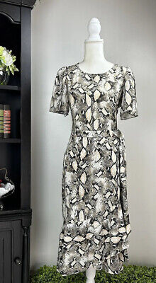 Sz. 6 Alex Marie Snake Print Wrap Dress Flutter Sleeve $138