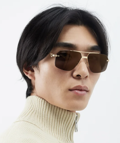 Pre-owned Cartier Ct0426s-001 Gold Gold Grey Sunglasses In Gray