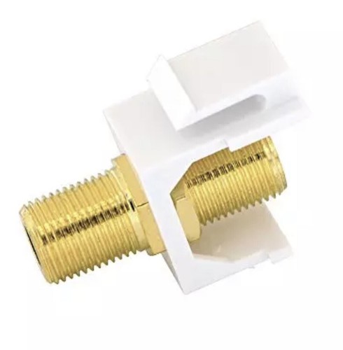 F Type Coax Coaxial Cable Coupler Keystone Jack Snap-in Gold Plated White 4 Pack