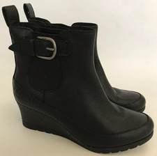 UGG Womenâs Arleta Wedge Leather Ankle Waterproof Boots Color Black Size 10 | eBay