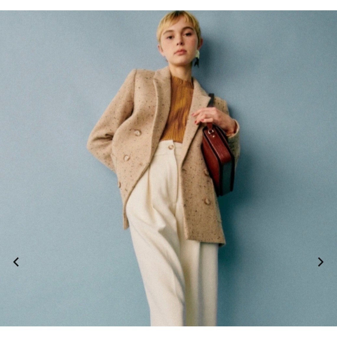 SEZANE コート 38 NWT SÉZANE MICHELE JACKET Mottled Beige Texture dots WOOL