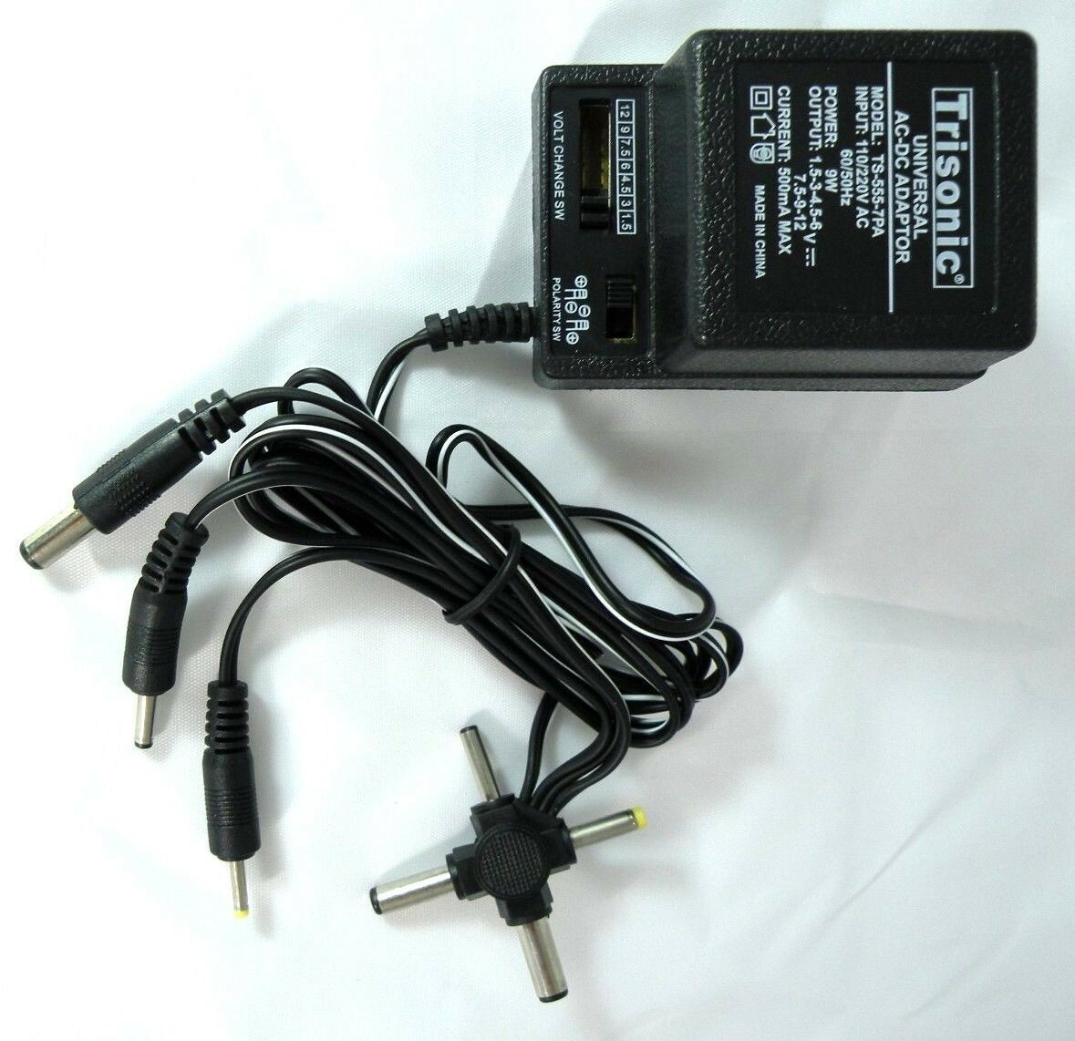 Universal AC/DC power adapter output 3V 4.5V 6V 7.5V 9V 12V 500mA 2 sony plug