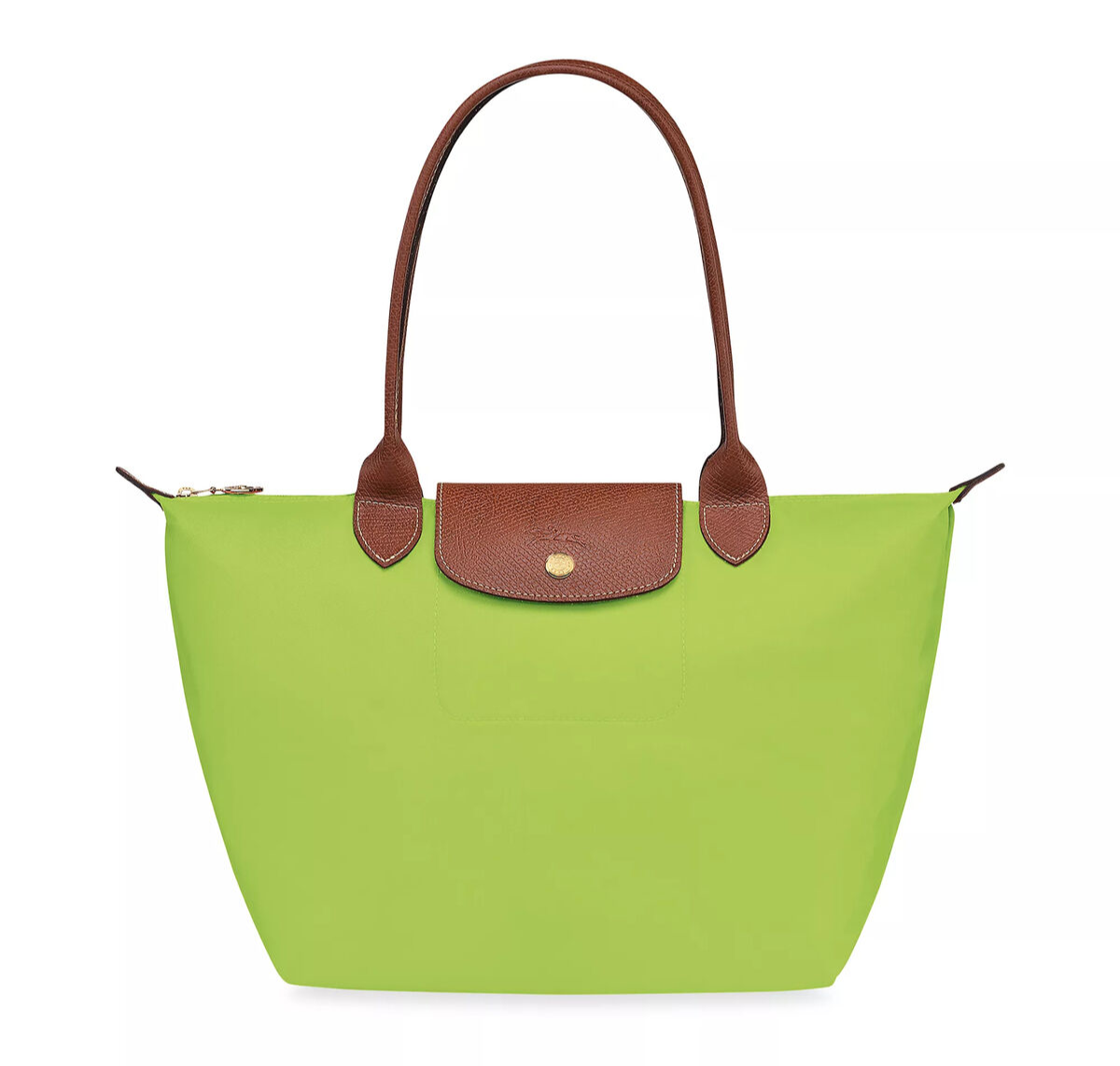 【関税&送料込】Longchamp Mocha Coloured Le Pliage Green M B Le Pliage Green Pouch with handle Mocha - Recycled canvas