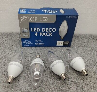 4 PACK TCP Candelabra LED Bulb 5W E12 40W Equivalent Dimmable  LED5E12B1127K