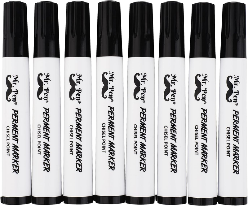 8 Pack, Chisel Tip Permanent Marker, Markers, Black Markers, Thick Black Markers
