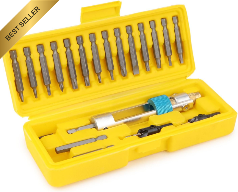 20Pc Half Time Drill Driver Swivel Bit Set 16 Head Countersink Quick-Change