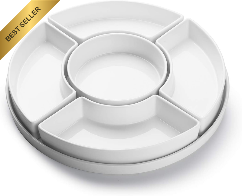707.001 Porcelain Divided Serving Dishes, Relish Tray, Serving Bowls for Parties