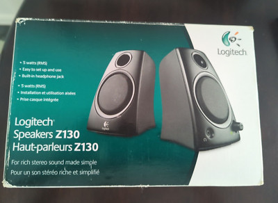 Logitech Z130 Full Stereo Sound 3.5mm Jack Compact Laptop Speakers w AC Adapter