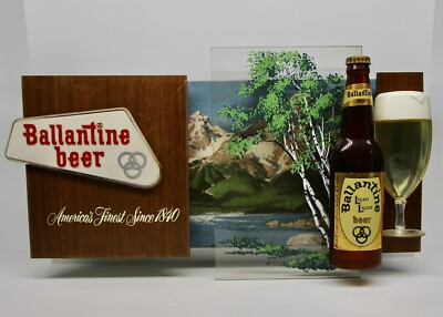 Vintage Ballantine beer sign lager 3D display bottle glass mountains man cave