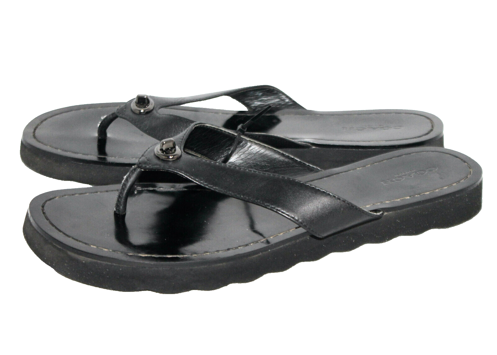 COACH Shelly Thong Flip Flop Sandal Size 8.5B Black Leather
